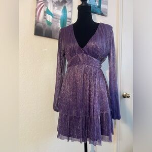 Francesca's Collections Purple Long Sleeve Dress